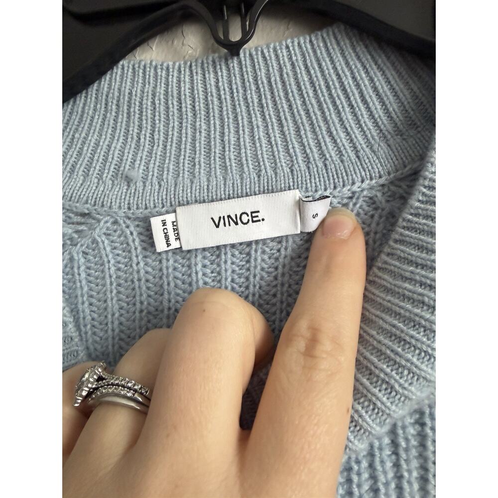 Vince Blue Wool Cashmere High Crewneck Sweater Womens S Classic Everyday - Picture 5 of 7